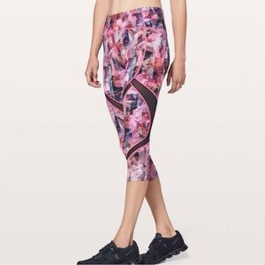 Lululemon On Pace Cropped Legging Sun Dazed Multi Pink Size 4 Colorful Like New